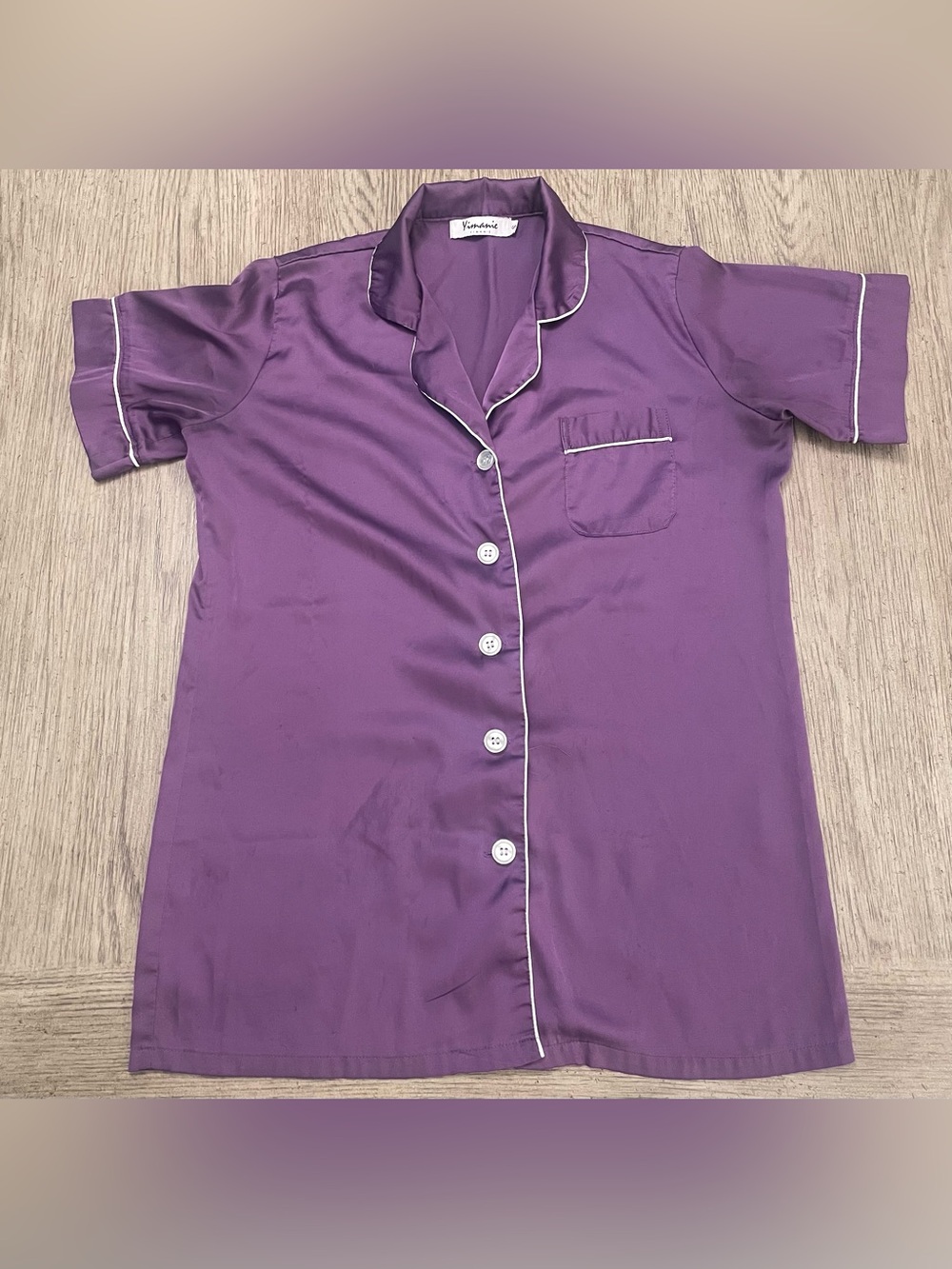 Yimanie women’s silky pajama top, small, purple